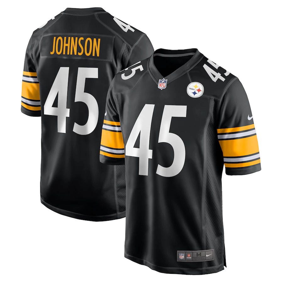 Men Pittsburgh Steelers 45 Buddy Johnson Nike Black Player Game NFL Jersey
